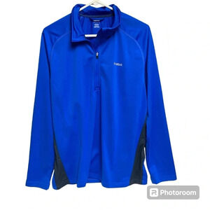 Reebok blue/black pullover jacket size large play dry technology quarter zip
